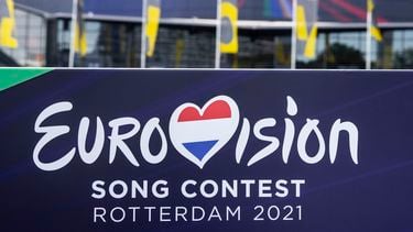 Op de foto het logo van het Eurovisie Songfestival voor Rotterdam Ahoy