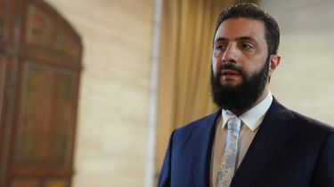 epa12659573 Syrian President Ahmed al-Sharaa after signing an agreement at the presidential palace in Damascus on January 18, 2026. President Ahmed al-Sharaa announced that an agreement had been reached with the commander of the predominantly Kurdish Syrian Democratic Forces, which includes a ceasefire.  EPA/