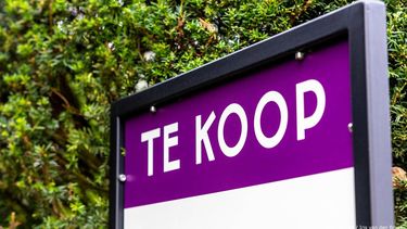 TIEL - Een te koop bord in de tuin van een woning tijdens de landelijke Open Huizen Dag van de NVM. Woningzoekers kunnen op deze dag zonder afspraak deelnemende woningen die te koop staan bezichtigen. ANP IRIS VAN DEN BROEK