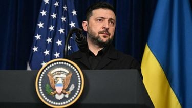 Ukranian President Volodymyr Zelensky speaks during a press conference with US President Donald Trump following talks at Trump's Mar-a-Lago residence in Palm Beach, Florida, on December 28, 2025. 
Jim WATSON / AFP