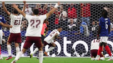 Spain's defender #12 Pedro Porro celebrates scoring his team's second goal during the 2026 World Cup football tournament semi-final match between France and Spain at the Dallas Stadium in Arlington on July 14, 2026. 

FRANCK FIFE / AFP