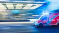 Ambulance, Columbia River Fire & Rescue, Oregon, VS, Verenigde Staten, Amerika, fietsongeluk