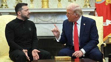 US President Donald Trump and Ukraine's President Volodymyr Zelensky meet in the Oval Office of the White House in Washington, DC, February 28, 2025. Zelensky on February 28 told Trump there should be 