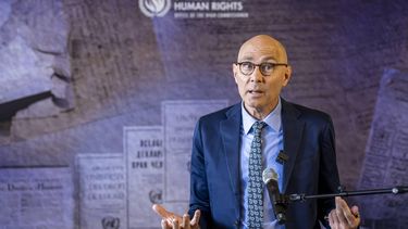 epa13028112 UN High Commissioner for Human Rights Volker Turk speaks to the media, at the Office of the United Nations High Commissioner for Human Rights (OHCHR) Palais Wilson, in Geneva, Switzerland, 10 June 2026.  EPA/MARTIAL TREZZINI