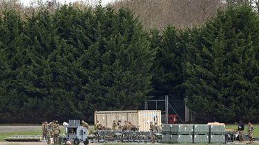 Members of the US Air Force (USAF) prepare munitions at RAF Fairford in south-west England on March 10, 2026, after USAF B-1 Lancer bomber jets and Air Force Boeing B-52 Stratofortress bombers landed at the RAF base. Fairford is one of two bases, along with the Diego Garcia facility in the Indian Ocean, that the UK has given the US permission to use for 