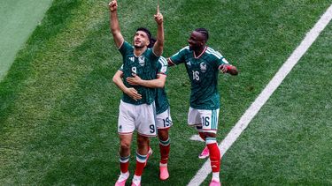 Mexico's forward #09 Raul Jimenez celebrates scoring his team's second goal during the 2026 World Cup Group A football match between Mexico and South Africa at the Mexico City Stadium in Mexico City on June 11, 2026. 
Rodrigo OROPEZA / AFP