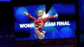epa13174247 Angelina  Melnikova of Russia competes during the Team Final 2026 European Championships in Women´s Artistic Gymnastics in Zagreb, Croatia, 16 August 2026.  EPA/ANTONIO BAT