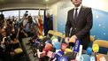 De afgezette en gevluchte Catalaanse leider Carles Puigdemont geeft een verklaring tijdens een persconferentie in Brussel, België. Foto: EPA | Olivier Hoslet 