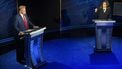 US Vice President and Democratic presidential candidate Kamala Harris speaks as former US President and Republican presidential candidate Donald Trump listens during a presidential debate at the National Constitution Center in Philadelphia, Pennsylvania, on September 10, 2024. 
 
SAUL LOEB / AFP