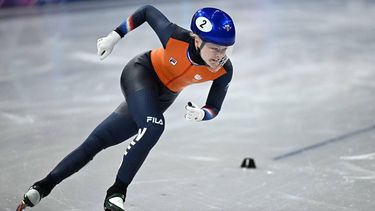 Netherlands' Xandra Velzeboer competes in the short track speed skating women's 1500m semi-final during the Milano Cortina 2026 Winter Olympic Games at Milano Ice Skating Arena in Milan on February 20, 2026. 
Gabriel BOUYS / AFP