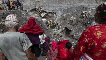 epa13210639 Local villagers gather as Nepalese army rescue workers search for survivors in at Trishuli- 3A hydropower project tunnel following flash floods in Rasuwa district, Nepal, 04 September 2026. Two people were rescued alive from a hydropower tunnel more than a week after an avalanche-triggered flash flood devastated river valleys along the Nepal-Tibet border, according to local authorities.  EPA/NARENDRA SHRESTHA