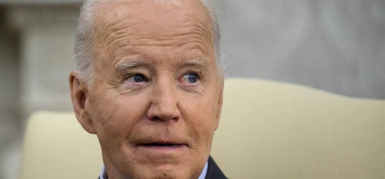 US President Joe Biden meets with Slovenian Prime Minister Robert Golob (out of frame) in the Oval Office of the White House on October 22, 2024, in Washington, DC. 
Drew ANGERER / AFP