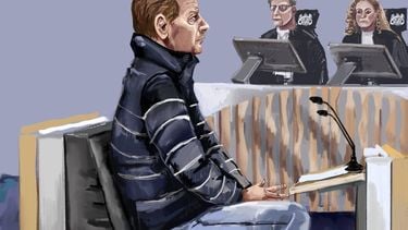 ROTTERDAM - Rechtbanktekening van Mels van B. tijdens een inhoudelijke zitting. Justitie verdenkt de Barendrechter van ernstig seksueel misbruik van achttien meisjes in de leeftijd van 9 tot 12 jaar. Ten aanzien van dertien meisjes gaat het om het stiekem maken van beelden; de zaak omvat in totaal 31 slachtoffers.  NICOLE VAN DEN HOUT / ANP