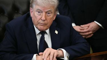 US President Donald Trump looks on during a meeting with Lebanon's Ambassador to the US, Nada Hamadeh Moawad, and Israel's Ambassador to the US, Yechiel Leiter, at the White House in Washington, DC on April 23, 2026.  US President Donald Trump met Lebanese and Israeli envoys at a new round of peace talks Thursday, with Beirut seeking a one-month extension of a shaky ceasefire set to expire.
Brendan SMIALOWSKI / AFP