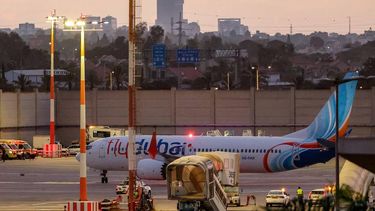 A flydubai Boeing 737 MAX 8 aircraft is pictured on the tarmac after landing at Israel's Ben Gurion Airport in Lod on September 30, 2026. A passenger on a rerouted flydubai flight that was bound for Tel Aviv said one of the pilots tried to crash the plane and kill everyone on board, after both pilots were found to be wounded on landing in Saudi Arabia. In the first comment by an official, Israel's far-right national security minister Itamar Ben Gvir alleged an attempted