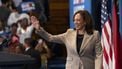US Vice President Kamala Harris waves during a campaign event at Westover High School in Fayetteville, North Carolina, on July 18, 2024. 
Allison Joyce / AFP