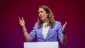 AMSTERDAM - Marjolein Moorman spreekt tijdens het Party of European Socialists (PES) congres in de Beurs van Berlage. De PES bestaat uit de nationale en regionale sociaaldemocratische partijen uit de Europese Unie. Tijdens dit congres spreken politici, journalisten, schrijvers, activisten, kunstenaars en wetenschappers vanuit de hele wereld. ANP DINGENA MOL