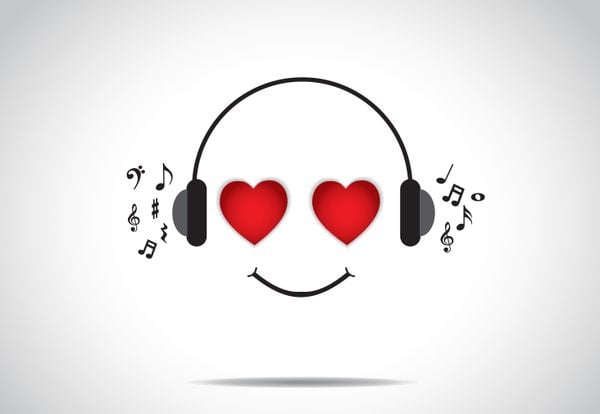 Een graphic van muziek luisteren op Valentijnsdag