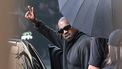 US rapper and producer Kanye West gestures upon arriving at Shanghai Pudong International Airport on July 11, 2025.  Kanye West will hold a concert in Shanghai on July 12.
Hector RETAMAL / AFP