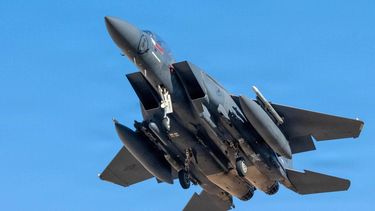 This US Air Force handout photo released by US Central Command public affairs shows an F-15E Strike Eagle aircraft taking off for a mission during Operation Epic Fury at an undisclosed location on March 9, 2026. The United States and Israel launched a wave of strikes against targets in Iran on February 28, sparking swift retaliation by the Islamic republic which responded with missile attacks across the region.
US AIR FORCE / AFP