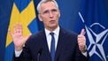 NATO Secretary General Jens Stoltenberg address a press conference on October 24, 2023 in Stockholm, Sweden, where he will be attending the 2023 NATO-Industry Forum themed 