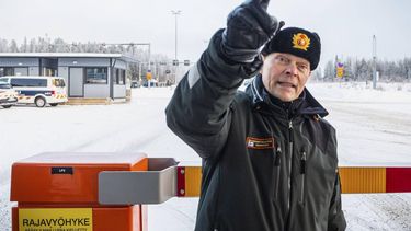 2023-11-21 13:41:57 epa10987856 Captain Jouko Kinnunen, head of the border station, reacts while giving an interview for the media in the Vartius border station in northern Finland near Kuhmo, Finland, 21 November 2023. Finland has closed crossing points on its border to Russia as more asylum seekers try to get to Finland through the border stations in Northern Finland.  EPA/JANNE KURONEN