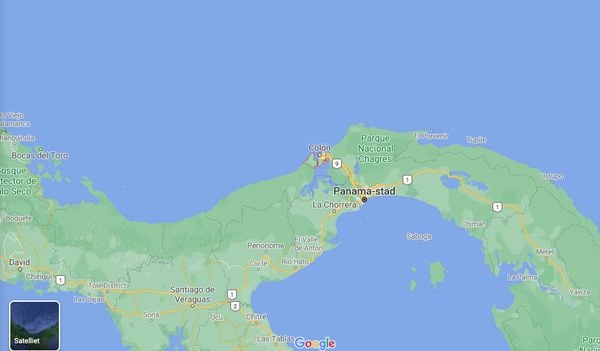 Een kaart van de verblijfplaats van Ana en Raymond in Panama