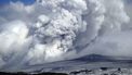 aswolken boven vulkaan Eyjafjallajokul na de vulkaanuitbarsting