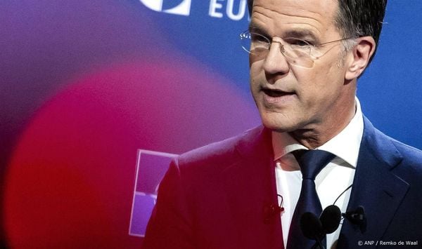 BRUSSEL - Mark Rutte, secretaris-generaal van de NAVO, tijdens zijn speech voor het internationale politieke instituut Carnegie Europe waar Rutte zijn visie deelde op het versterken van de collectieve verdediging van de alliantie. Ook werd er gesproken over de trans-Atlantische samenwerking, over Rusland en Oekraïne en over de opkomst van nieuwe dreigingen, waaronder nieuwe technologie. ANP REMKO DE WAAL