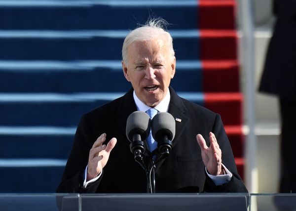 Joe Biden tijdens zijn eerste speech als president van de Verenigde Staten.