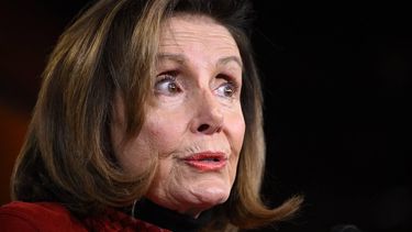 (FILES) US Speaker of the House, Nancy Pelosi, Democrat of California, speaks during her final weekly press briefing in the US Capitol Visitor Center in Washington, DC, on December 22, 2022. Democratic former US House Speaker Nancy Pelosi said July 2, 2024 it was 