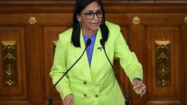Venezuela's interim President Delcy Rodriguez gestures as she speaks during a presidential address to Parliament at the National Assembly in Caracas on January 15, 2026. US President Donald Trump is scheduled to meet on January 15 with Venezuelan opposition leader Maria Corina Machado, whose pro-democracy movement he has sidelined since toppling her country's leader, and whose Nobel Peace Prize he openly envies.
Federico PARRA / AFP