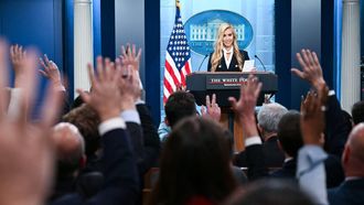 Newly appointed White House Press Secretary Katie Zacharia speaks during her first press briefing in the James Brady Briefing Room of the White House in Washington, DC, on October 13, 2026. 
Jim WATSON / AFP