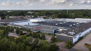 HEERENVEEN - Dronefoto van het Exterieur van het hoofdkantoor van Accell. De fietsfabrikant, bekend van merken als Babboe, Batavus en Sparta, kampt met financiële problemen. JILMER POSTMA / ANP