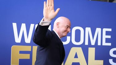 FIFA President Gianni Infantino waves as he arrives for the 2026 World Cup football tournament final match between Spain and Argentina at the New York/New Jersey Stadium in East Rutherford on July 19, 2026. 

CHARLY TRIBALLEAU / AFP