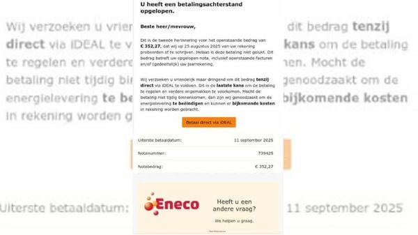 Krijg jij deze e-mail over een betalingsachterstand binnen? Dan moet je oppassen