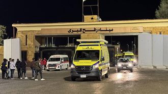 Ambulances carrying Palestinians seeking medical treatment drive on the Egyptian side of the Rafah border crossing with the Gaza Strip on February 3, 2026, a day after Israel permitted a limited reopening of the Palestinian territory's border post. The crossing, which is Gaza's only gateway to the outside world that does not lead to Israel, had been largely closed since Israeli forces seized control of it in May 2024 during the war with Hamas.
STR / AFP