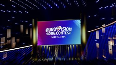 The Eurovision Song Contest logo is displayed prior to the first semi-final of the Eurovision Song Contest 2026 (ESC) at Wiener Stadthalle in Vienna, Austria on May 12, 2026. 
Tobias SCHWARZ / AFP