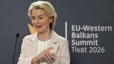 European Commission President Ursula von der Leyen gives a press conference during an EU-Western Balkans Summit at Porto Montenegro in Tivat on June 5, 2026. 
SAVO PRELEVIC / AFP