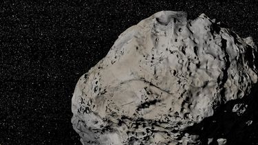 Op deze tekening zie een asteroïde afgebeeld