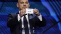 Dutch former footballer Wesley Sneijder holds up a slip of paper after drawing Austria from the pot during the final draw for the UEFA Euro 2024 European Championship football competition in Hamburg, northern Germany on December 2, 2023. 
Odd ANDERSEN / AFP
