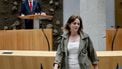 DEN HAAG - Nicolien van Vroonhoven (NSC) en Geert Wilders (PVV) tijdens een debat in de Tweede Kamer over de val van het kabinet. Geert Wilders heeft zijn steun voor de coalitie ingetrokken en laat daarmee het kabinet vallen. ANP REMKO DE WAAL