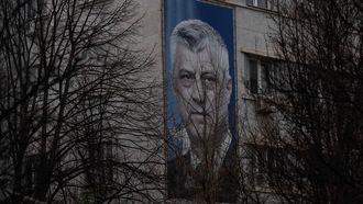 A giant banner depicting former Kosovo president Hashim Thaci is pictured in Pristina on February 6, 2026. In Kosovo, where former guerrilla leaders are still celebrated as heroes, the war crimes trial of ex-president Hashim Thaci and other senior commanders has reignited bitter debate over the legacy of the independence struggle. The trial in The Hague, which hears closing statements this week, involves former President Hashim Thaci and three other men who were senior figures in the Kosovo Liberation Army (KLA) during the 1990s war against Serbia
Armend NIMANI / AFP
