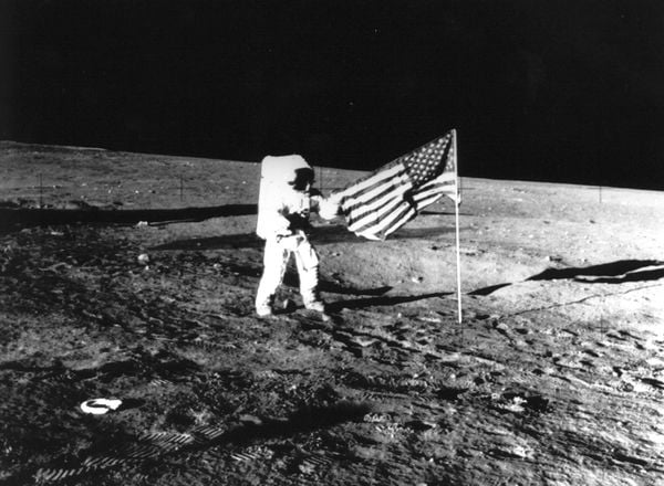 Buzz Aldrin op de maan