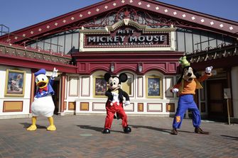 Op deze foto zie je Donald, Mickey en Goofy.