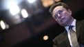Elon Musk looks on as US President Donald Trump speaks at the US-Saudi Investment Forum at the John F. Kennedy Center for the Performing Arts in Washington, DC on November 19, 2025. 
Brendan SMIALOWSKI / AFP