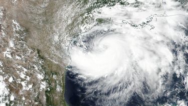Satellietfoto van orkaan Hanna