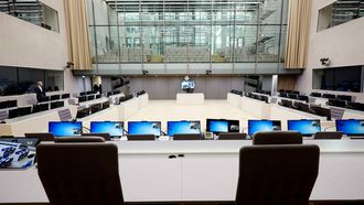 DEN HAAG - De courtroom van het nieuwe onderkomen van het Internationaal Strafhof (International Criminal Court, ICC). Het hof moet van de vele aangesloten landen volkerenmoord, oorlogsmisdaden en misdaden tegen de menselijkheid berechten.ANP MARTIJN BEEKMAN