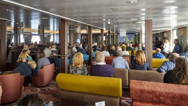 This undated and unlocated handout picture released on May 4, 2026 by Oceanwide Expeditions shows a dinning hall inside an Oceanwide Expeditions boat. A suspected outbreak of hantavirus on a cruise ship, on which three people have died, presents a low risk to the public, the WHO Europe said on May 4, 2026, as Dutch authorities planned to repatriate two sick people.
Handout / Oceanwide Expeditions / AFP
