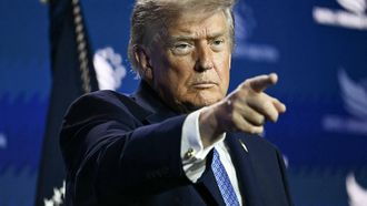US President Donald Trump points at the crowd after speaking at the Faith & Freedom Coalition's 2026 Policy Conference at the Washington Hilton in Washington, DC, on June 26, 2026.  
Kent NISHIMURA / AFP